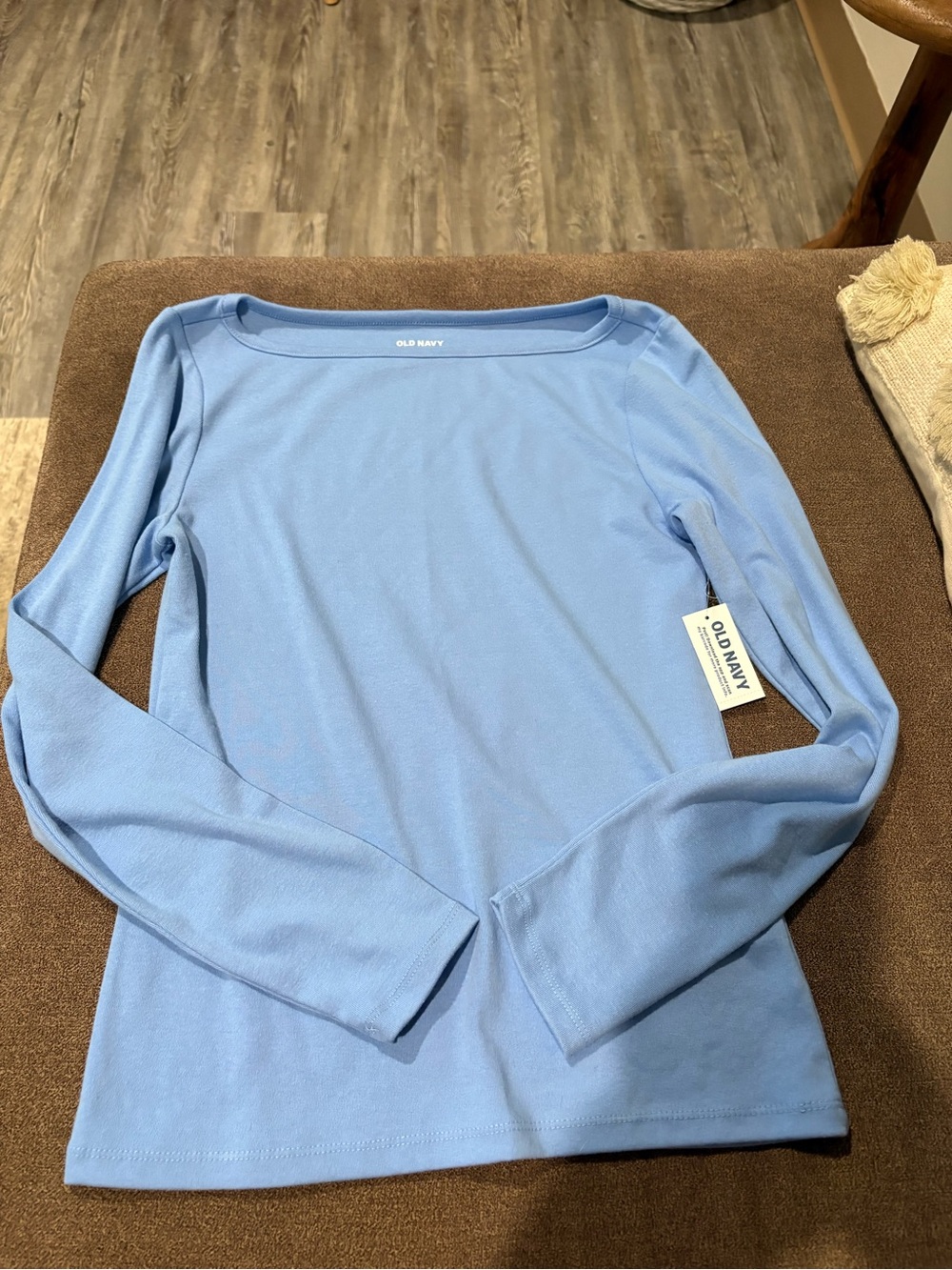 Old Navy Light Blue Long Sleeve Boatneck Top